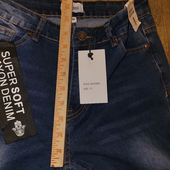 BAMBOO DEMIN SUPER SOFT FLARE STRETCH split hem size Juniors 13 - Picture 8 of 9